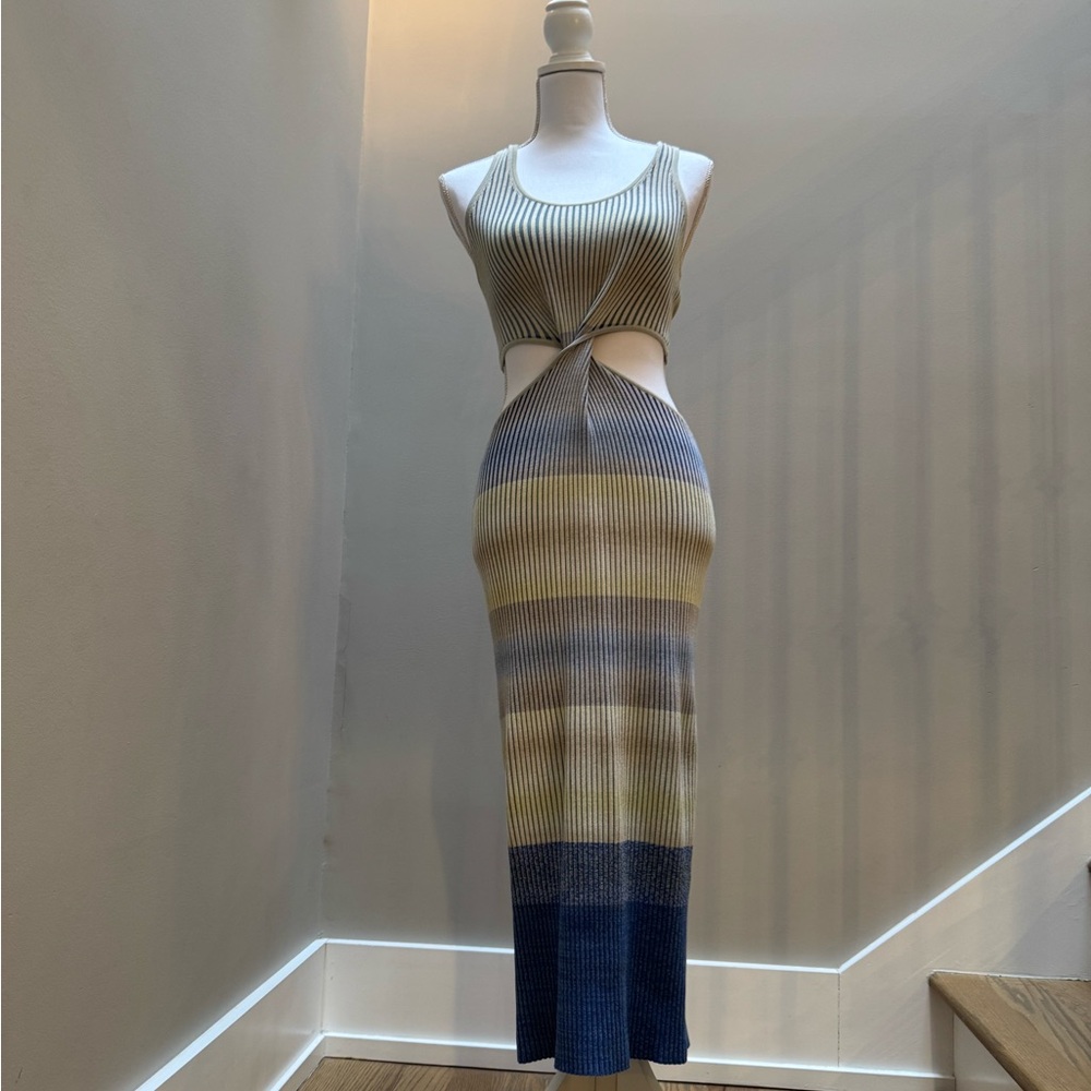 Jonathan Simkhai Gray and Cream Knit Dress